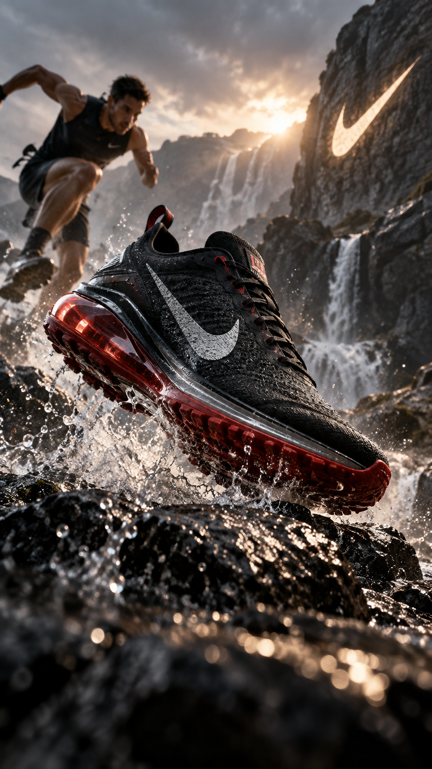 Cinematic 3D action-packed advertisement for #PRODUCT/BRAND, captured in an intense mid-motion momen