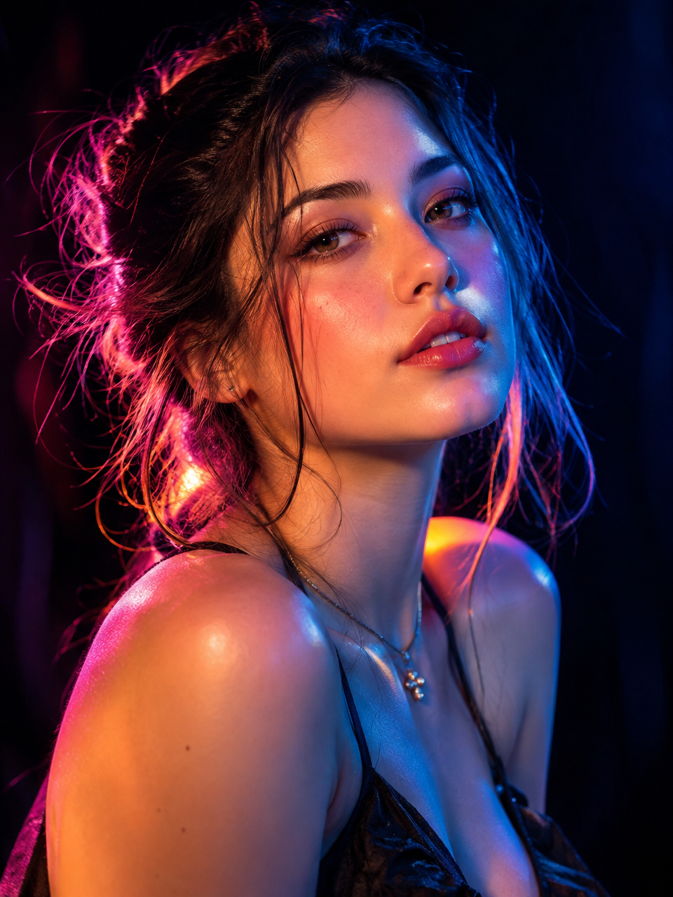 A vibrant, colorful portrait illustration of a girl shown from bust and up, with bright, lively hues